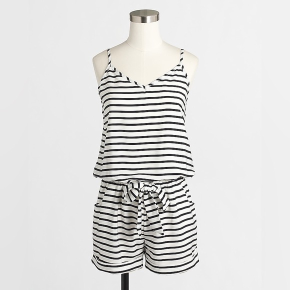 J. Crew Pants - NWT J Crew Drapey Romper black and white stripe